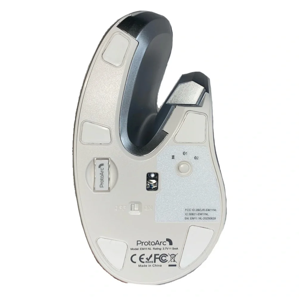 ProtoArc EM11 NL 2.4GHz Wireless Vertical Ergonomic Right-Handed Mouse, White